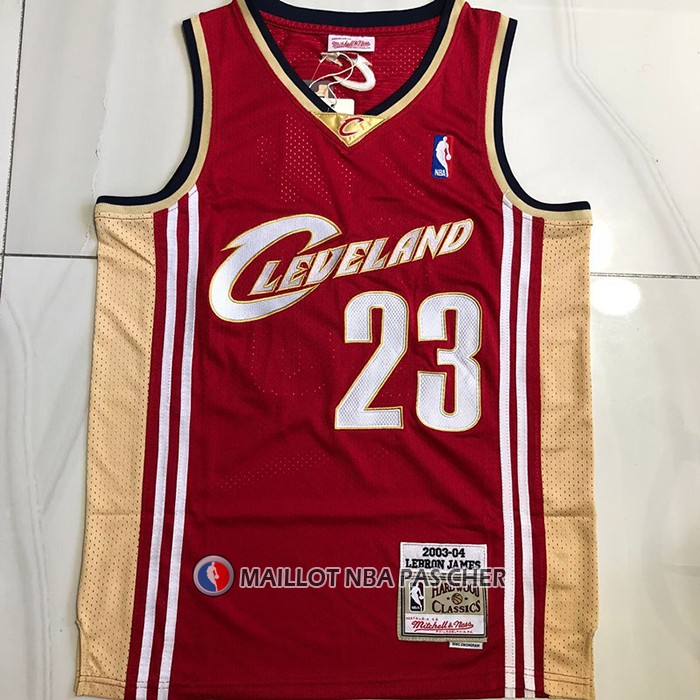 Maillot Cleveland Cavaliers LeBron James NO 23 Mitchell & Ness 2003-04 Rouge